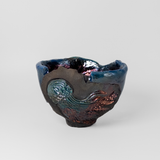 Raku Jellyfish Bowl by Tim Isaac Pottery