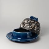 Butter Dish w/ Fish in Cobalt Blue by Maru Pottery