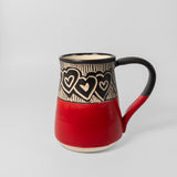 Mug w/ Hearts in Red by Maru Pottery
