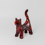 Raku Cat in Red by Barlicoco Pottery