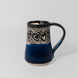 Mug w/ Hearts in Cobalt Blue by Maru Pottery