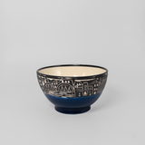 Cereal Bowl w/ Cityscape in Cobalt Blue by Maru Pottery