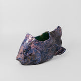 Raku Fish Planter in Blue by Barlicoco Pottery
