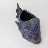 Raku Fish Planter in Blue by Barlicoco Pottery