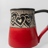 Mug w/ Hearts in Red by Maru Pottery