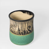 Tumbler w/ Fiddleheads in Green by Maru Pottery
