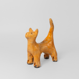 Raku Cat in Orange by Barlicoco Pottery