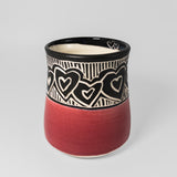 Tumbler w/ Hearts in Red by Maru Pottery