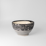 Cereal Bowl w/ Cityscape in White Crackle by Maru Pottery