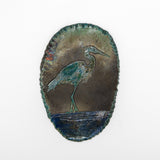 Raku Heron Wall Plaque by Tim Isaac Pottery