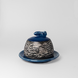 Butter Dish w/ Fish in Cobalt Blue by Maru Pottery