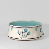 Floral Low Display Bowl in Jade Blue by Rachel De Condé Ceramics