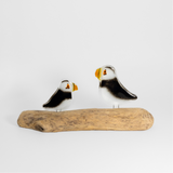 Puffin Chick & Adult on Perch by The Glass Bakery