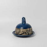 Butter Dish w/ Owl in Cobalt Blue by Maru Pottery