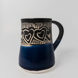 Mug w/ Hearts in Cobalt Blue by Maru Pottery