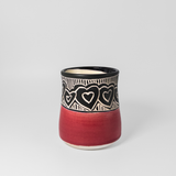 Tumbler w/ Hearts in Red by Maru Pottery