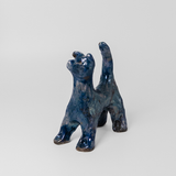 Raku Dog in Blue by Barlicoco Pottery