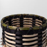 Basket in Black Ash & Sweetgrass with Back & Ribbon Accent #110 by Jackie Van Dijk