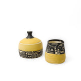Cream & Sugar Set w/ Cityscape in Yellow by Maru Pottery