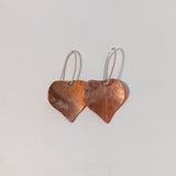 Copper Popal Leaf Earrings by Five Crows Silver