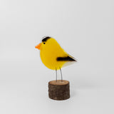 American Goldfinch on Perch by The Glass Bakery