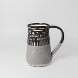 Mug w/ Cityscape in White Crackle by Maru Pottery