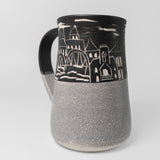 Mug w/ Cityscape in White Crackle by Maru Pottery