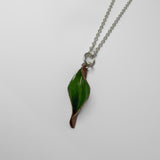 Enameled Mango Leaf Pendant by The Martian Metalsmith