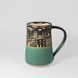 Mug w/ Cityscape in Green by Maru Pottery