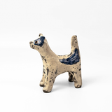 Raku Dog in White w/ Blue Spots by Barlicoco Pottery