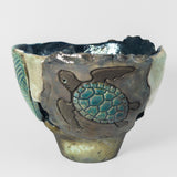 Raku Turtle Bowl by Tim Isaac Pottery