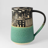 Mug w/ Cityscape in Green by Maru Pottery