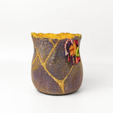Felted 'Kintsugi'-style Pot in Purple/Yellow by Helen Rowlands