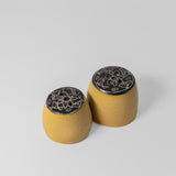 Salt & Pepper Shaker Set w/ Flowers in Yellow by Maru Pottery