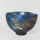 Raku Loon Bowl by Tim Isaac Pottery