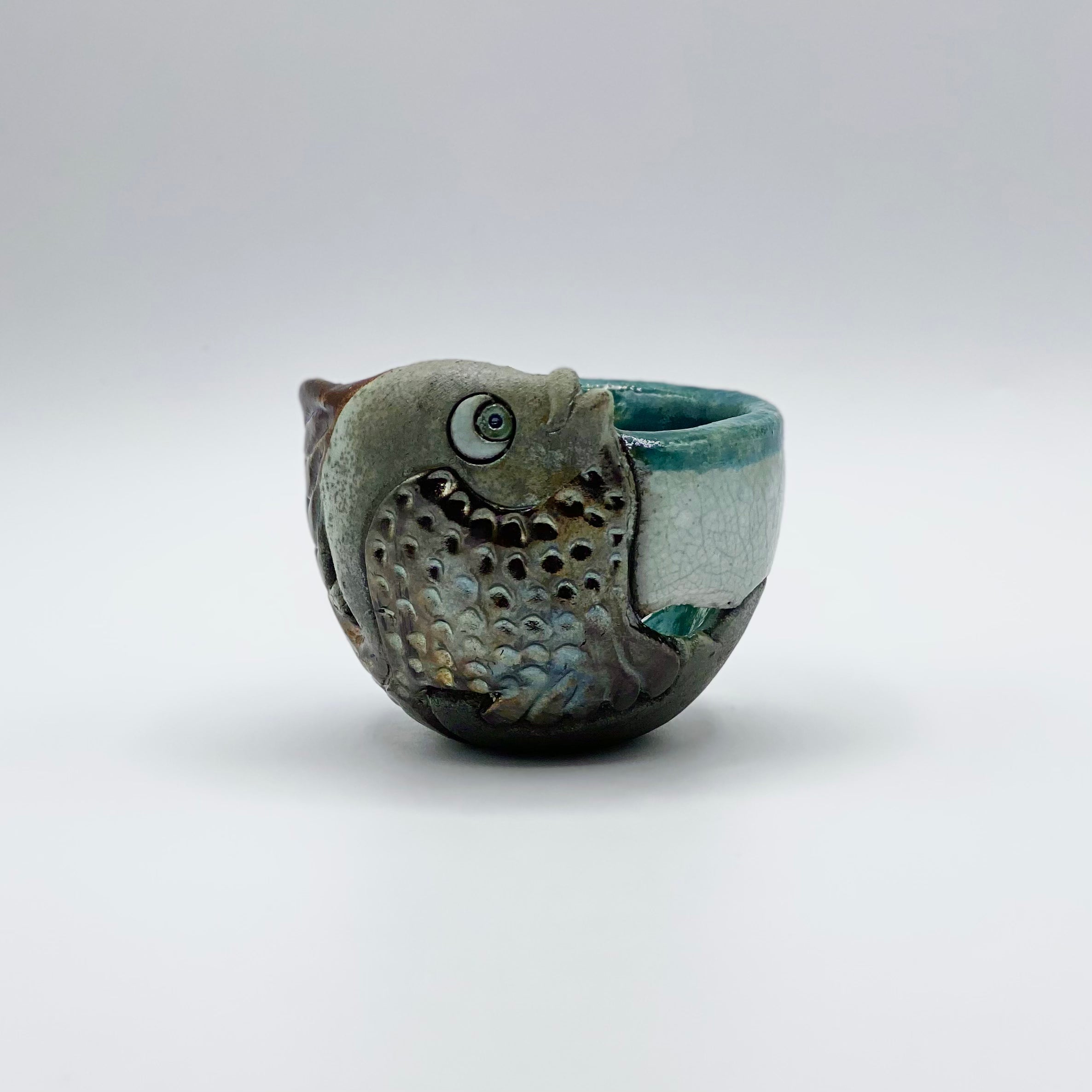 Raku Angelfish Bowl by Tim Isaac Pottery