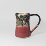 Mug w/ Cityscape in Red by Maru Pottery