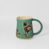 Mug w/ Chicken in Green by Maru Pottery