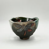 Raku Dragonfly Bowl by Tim Isaac Pottery