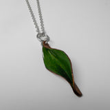 Enameled Mango Leaf Pendant by The Martian Metalsmith