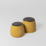 Salt & Pepper Shaker Set w/ Flowers in Yellow by Maru Pottery