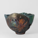 Raku Maple Leaf Bowl by Tim Isaac Pottery