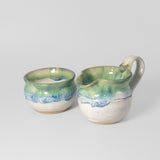 Cream & Sugar Set in Ocean Waves by Greig Pottery