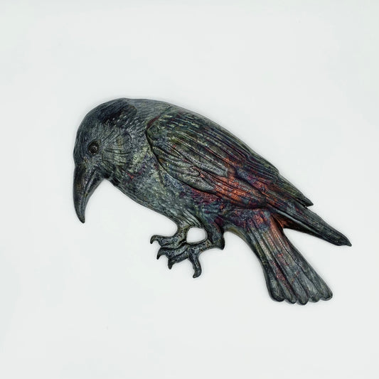 Raku Crow by Tim Isaac Pottery