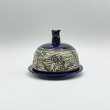 Owl Butter Dish in Cobalt Blue by Maru Pottery