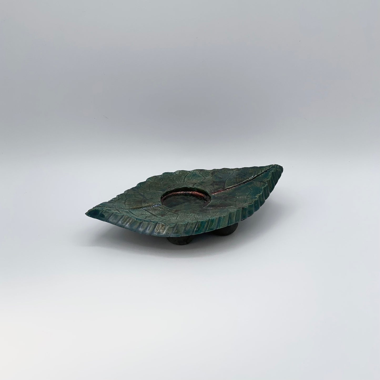 Raku Leaf Candle Holder by Tim Isaac Pottery