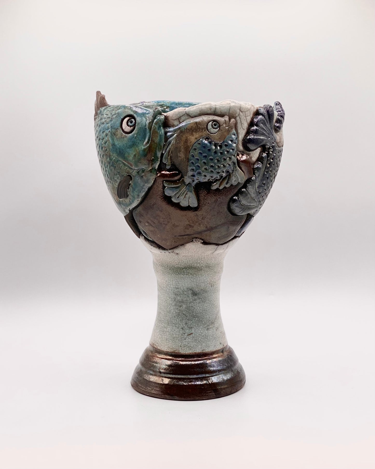 Pedestal Fish Vase by Tim Isaac Pottery