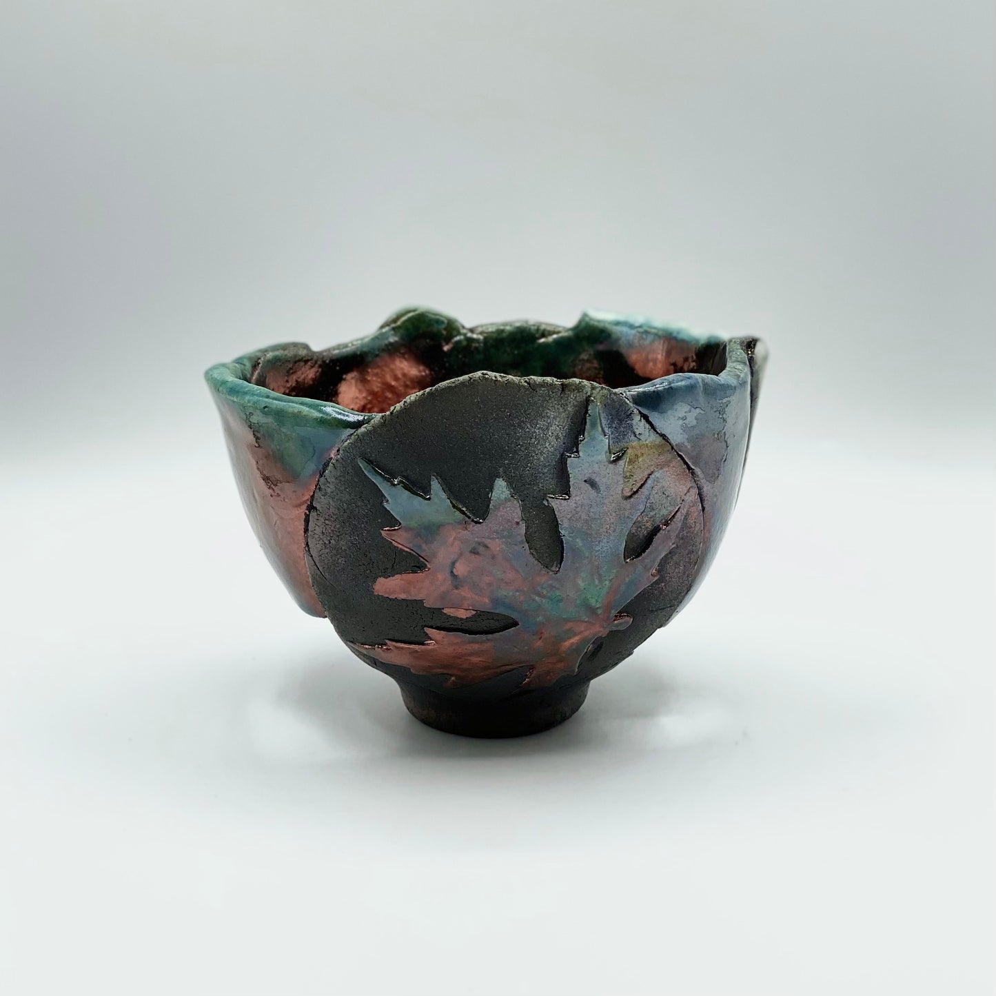 Raku Maple Leaf Bowl by Tim Isaac Pottery