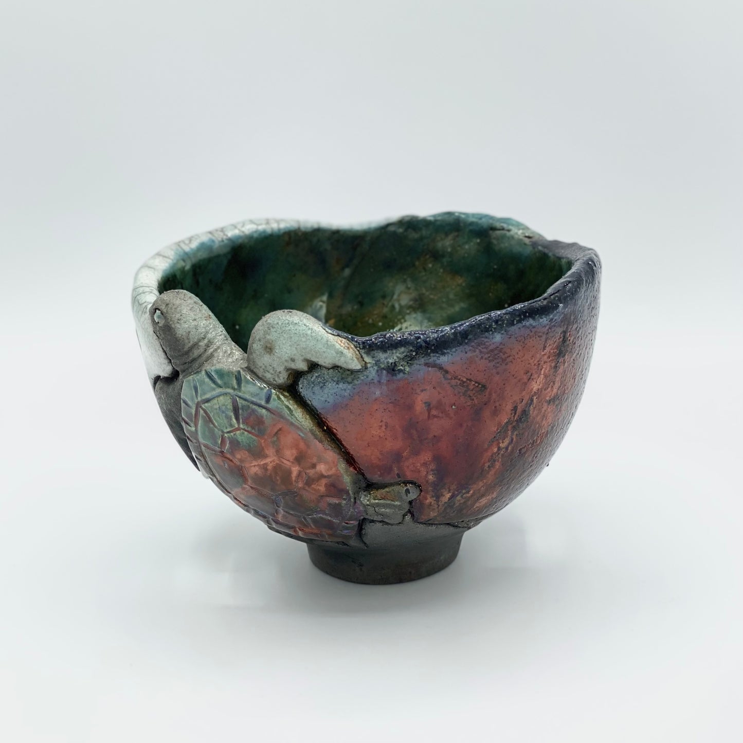 Raku Turtle Bowl by Tim Isaac Pottery