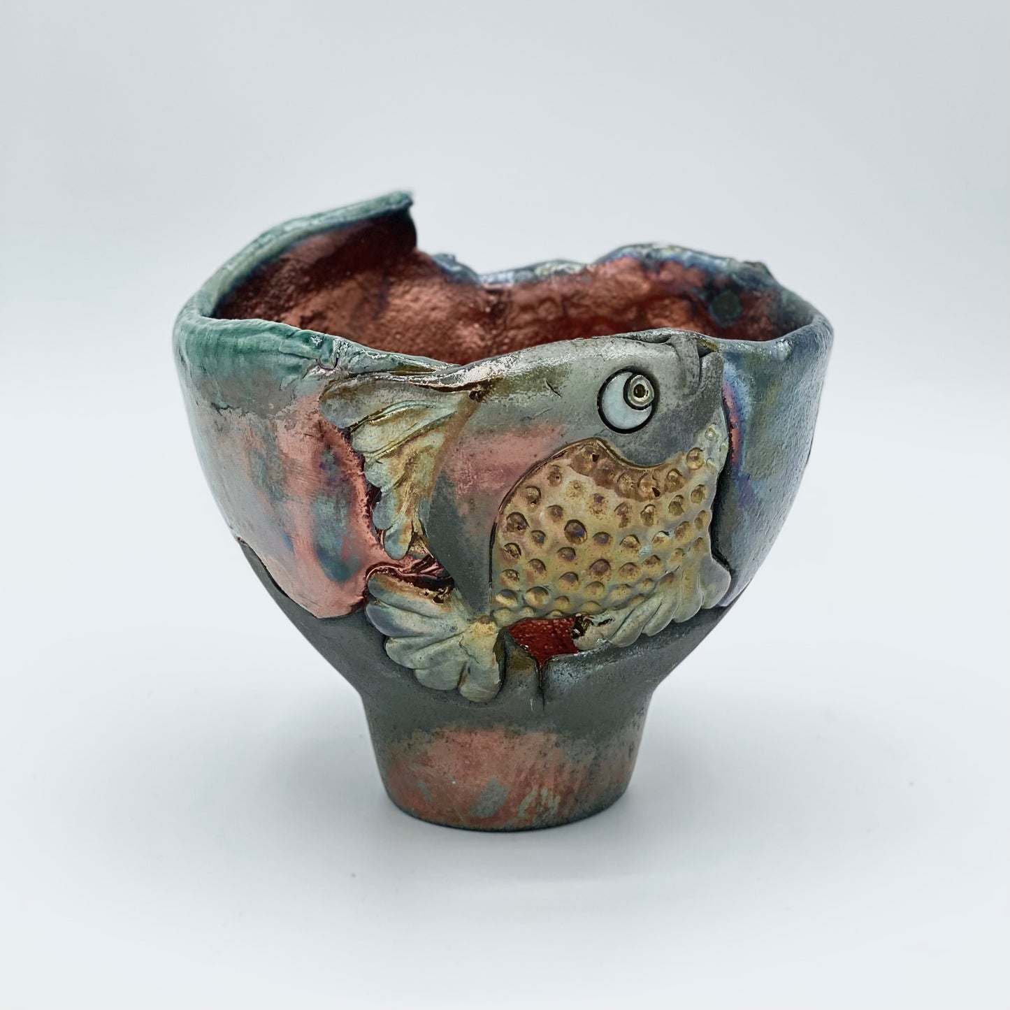 Raku Fish Bowl by Tim Isaac Pottery